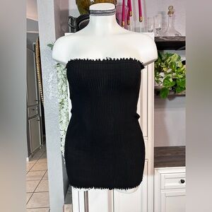 Black Tube Micro Mini Party Dress LARGE / XLARGE Fitted Stretchy Bodycon